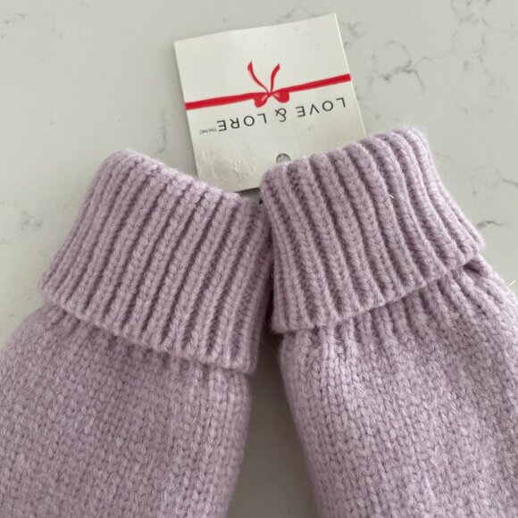 Indigo Love & Lore Outdoor Sherpa Lined Knit Acrylic Nylon Mittens Soft Lilac OS - Picture 4 of 9
